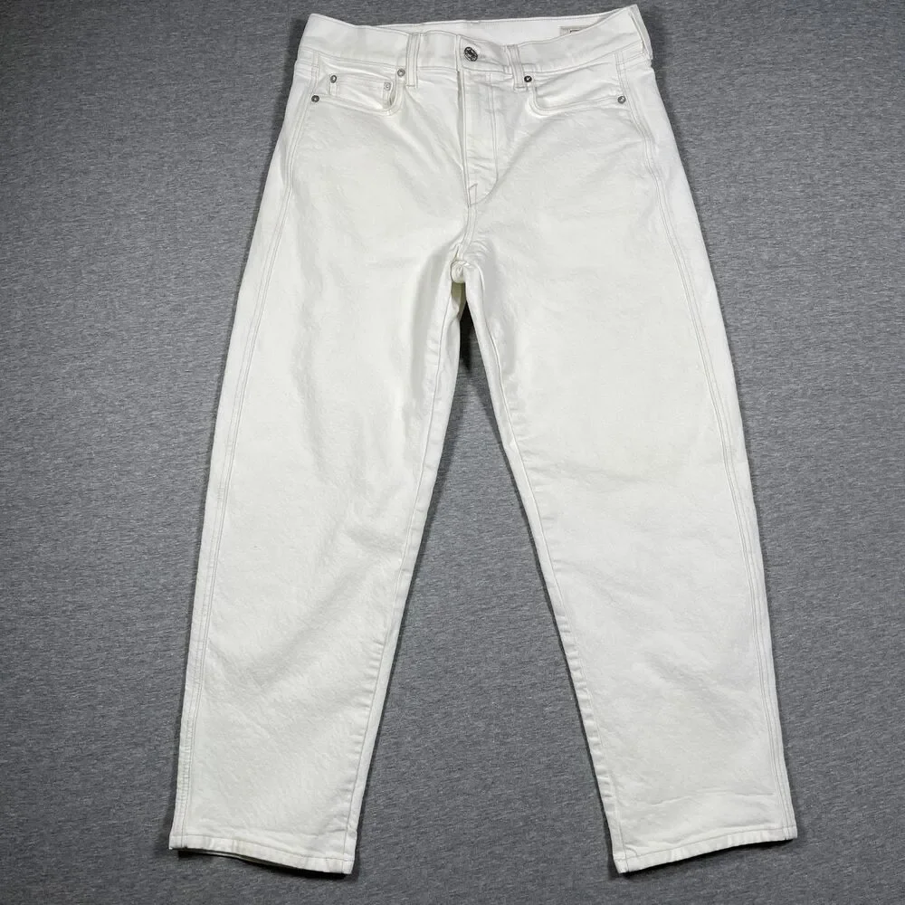 Ayr The Knockout Jeans Womens 29 White Tapered High Rise Made In USA